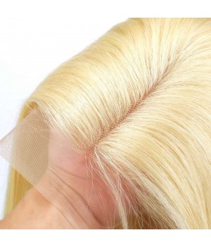 Golden Blonde Bob Wig with Bangs Human Hair Blonde Bob with Fringe 613 Lace Front Straight Bob