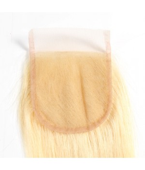 Free Part 4x4 Human Hair Blonde Body Wave Lace Closure