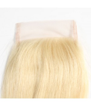 Free Part 4x4 Human Hair Blonde Straight Lace Closure