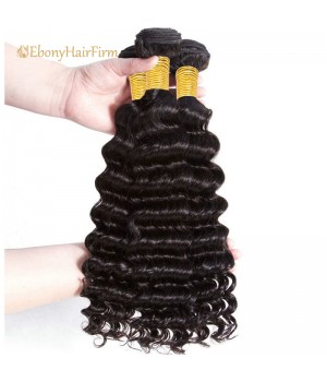 Brazilian Deep Wave Hair 3 Bundles with Closure 4x4