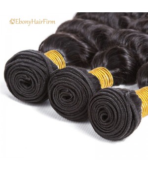 Brazilian Deep Wave Hair 3 Bundles with Closure 4x4