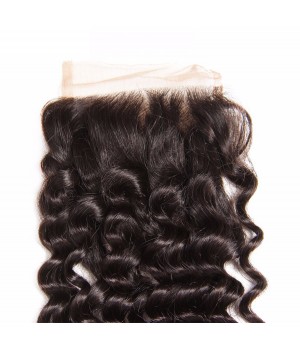 Free Part Brazilian Deep Wave Lace Closure 4x4