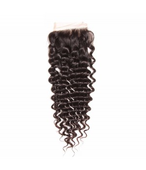 Free Part Brazilian Deep Wave Lace Closure 4x4