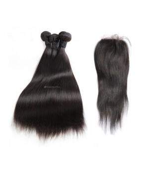 Free Shipping Brazilian Straight Hair 3 Bundles / 2 Bundles with Closure