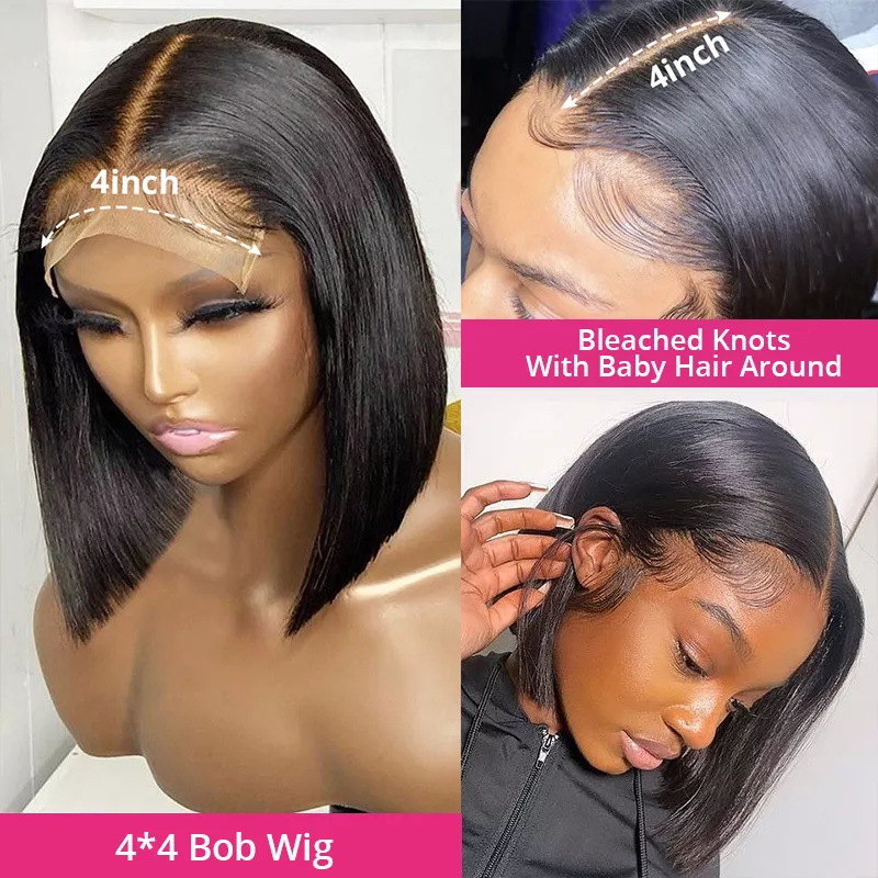 Human Hair Straight Bob Wig Lace Size